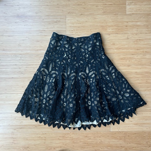 1989 Vintage Betsey Johnson  Black Lace Flared Midi Skirt  Size 4 Retro Gothic - Picture 3 of 8